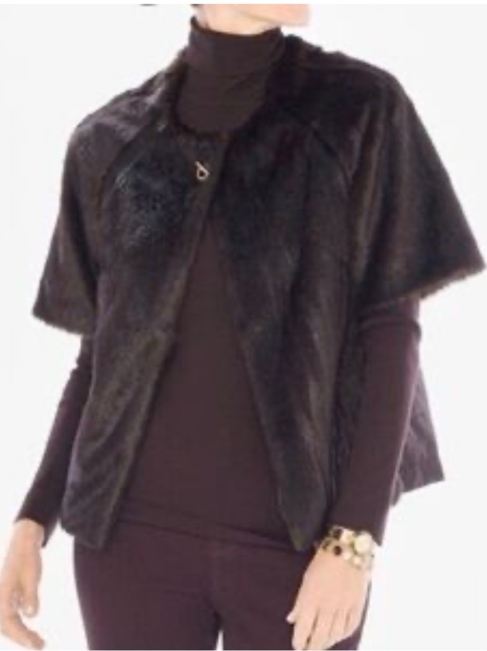 Chico’s Short Sleeve Faux Fur Jacket Chico’s Size 1 (M)